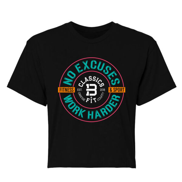 CLASSICS BFIT - NO EXCUSES WORK HARDER - WOMEN'S CROPPED T-SHIRT - $GCRF8D$ Thumbnail
